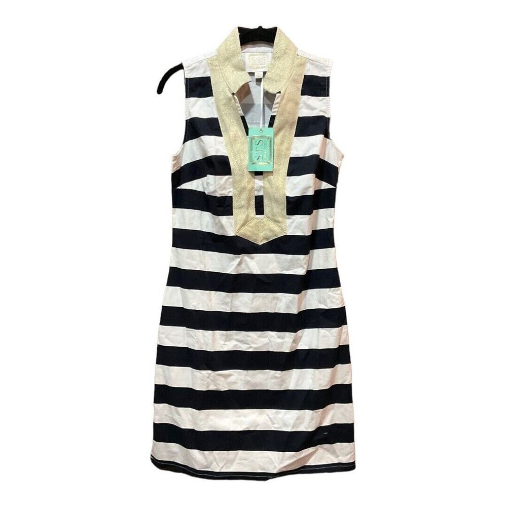 Sail to Sable Dress Women XS Blue White Stripes Sleeveless Tunic Shift NWT